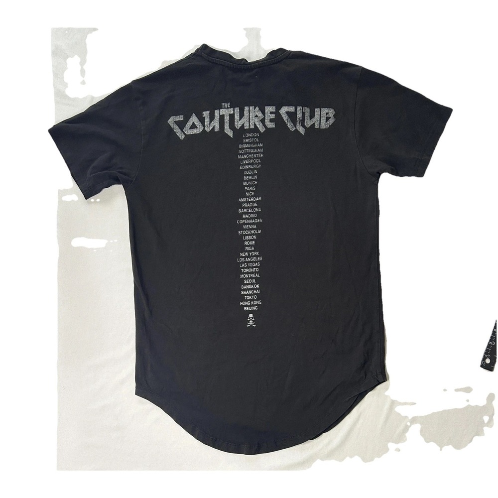 The Couture Club Shirt Mens Small Black Skull Bones Graphic Tee Band Style Tour - Picture 2 of 7